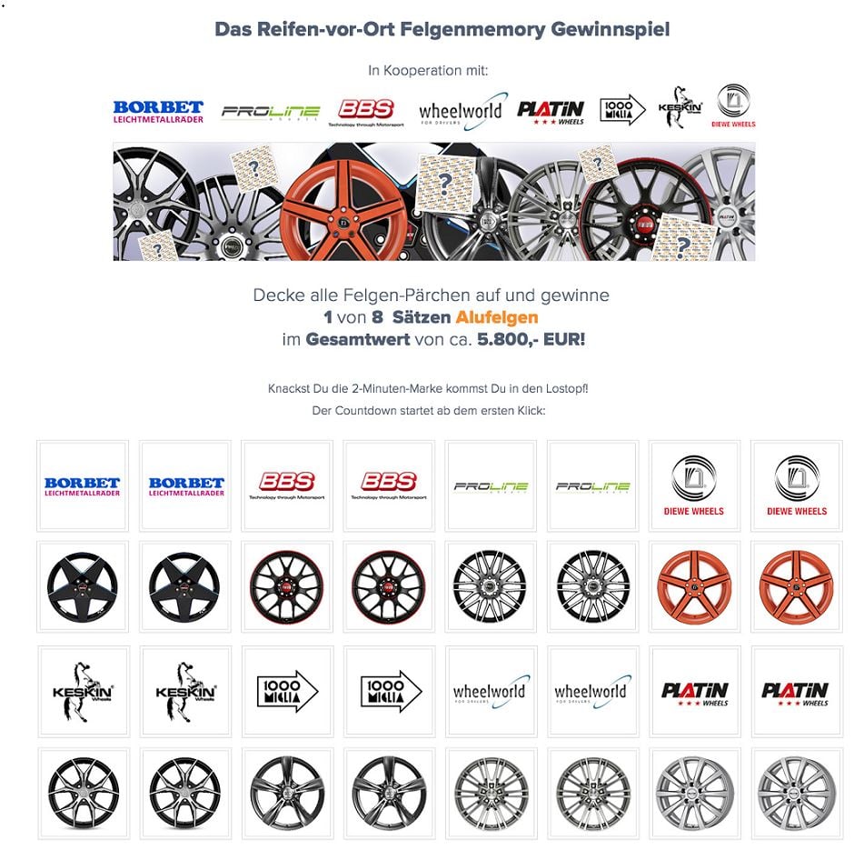 Reifen vor Ort: Kooperationspartner Felgenmemory Gewinnspiel